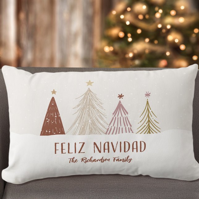 Almofada Lombar Feliz Navidad Árvores de Natal Festivas  (Criador carregado)