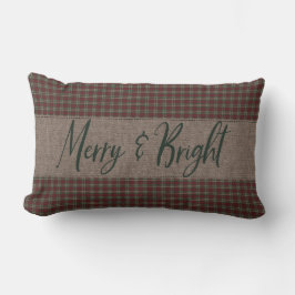 Almofada Lombar Feliz Primitiva de Natal Vermelho e Verde