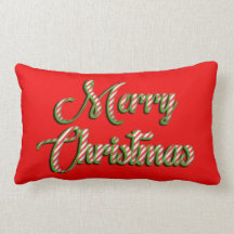 Feliz travesseiro de Natal, vermelho, listras bran