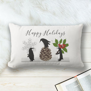Almofada Lombar Felizes Férias Feliz Pinguim de Natal Engraçado