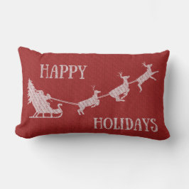 Almofada Lombar Felizes Papais noeis de férias em Sleigh