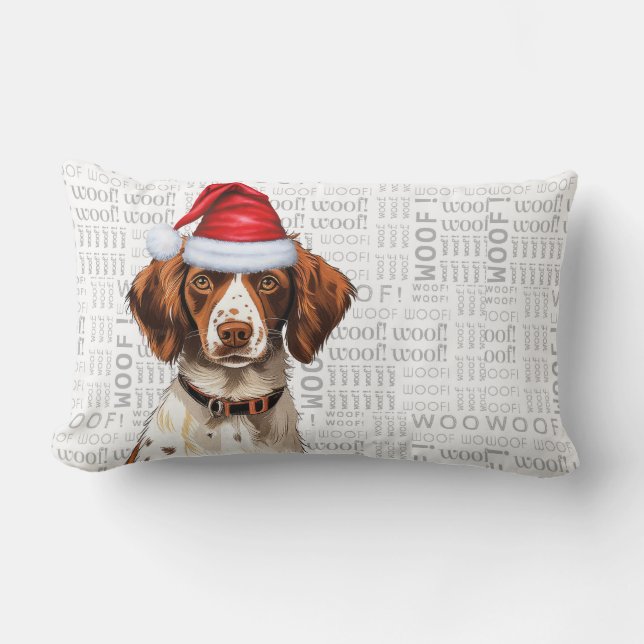 Almofada Lombar Feriado Brittany Spaniel de Natal (Frente)