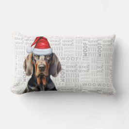 Almofada Lombar Feriado de Cachorro no Natal Negro Tan Coonhound