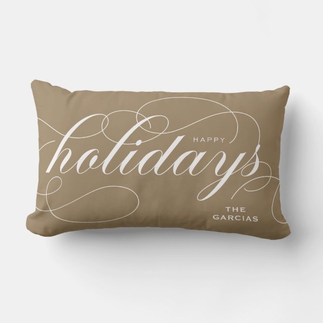 Almofada Lombar Feriados Felizes e Elegantes de Script Flourish Do (Frente)