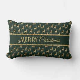 Almofada Lombar Festive Gold Deer Holiday Lumbar Accent Pillow