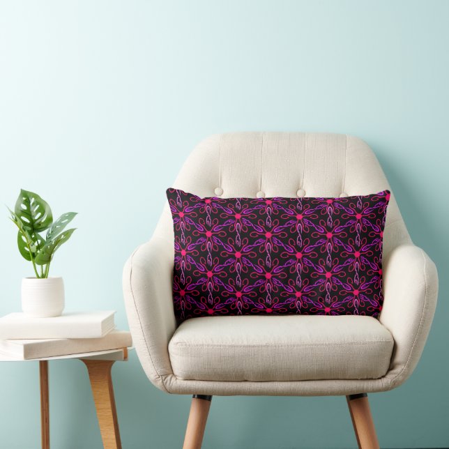 Almofada Lombar Ficheiros Rosa e Prato de Peixe Roxo (Cadeira)