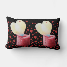 Almofada Lombar figura de vela com forma de chama como um coração