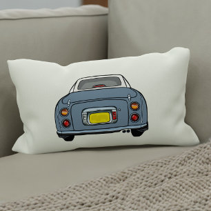 Almofada Lombar Figuras Lapis Cinza Figaro Car Xadrez Silhouette