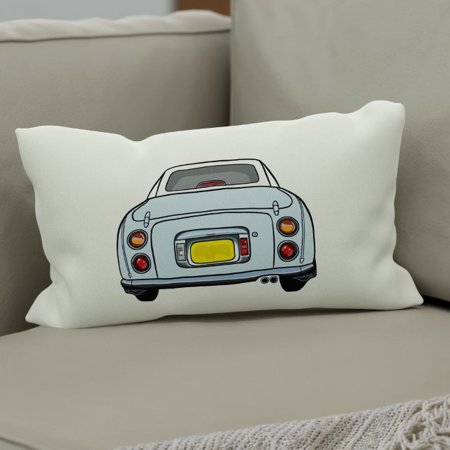 Almofada Lombar Figuras Pale Aqua Figaro Car Silhouette (A fun blue figgy lumbar pillow for your car or home. You can easily change the background colour)