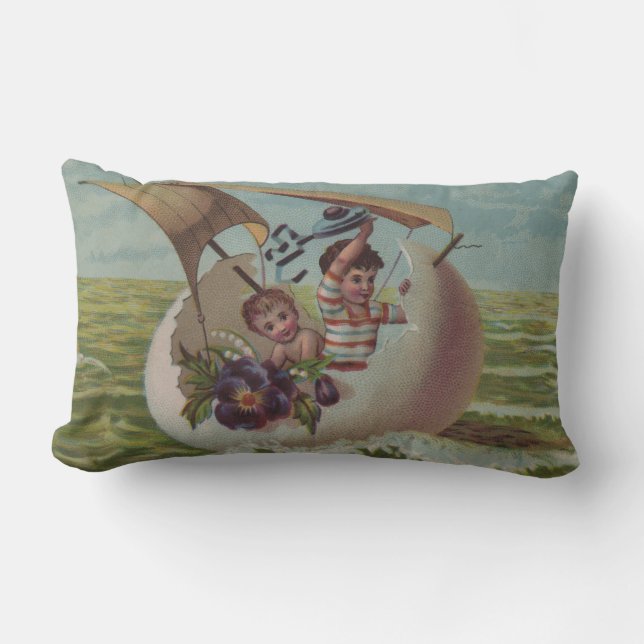 Almofada Lombar Filhos de Ovos para Navegação com Cartão de Páscoa (Frente)