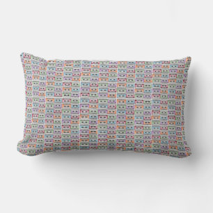 Almofada Lombar Fitas de Cassete Padrão de Pastel Retroativo