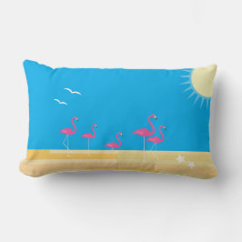 Almofada Lombar Flamingo Beach Scene