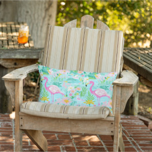 Almofada Lombar Flamingo Elegante Piscina e Pátio