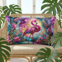 Flamingo Rosa Mosaico de Vidro Colorido