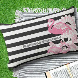 Almofada Lombar Flamingo Vibes Apenas - Black White Stripe Flaming