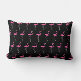 Almofada Lombar Flamingos em branco em preto