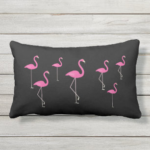 Almofada Lombar Flamingos no preto - exterior