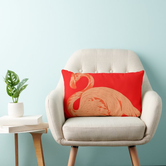 Almofada Lombar Flamingos Vermelho Quente (Cadeira)