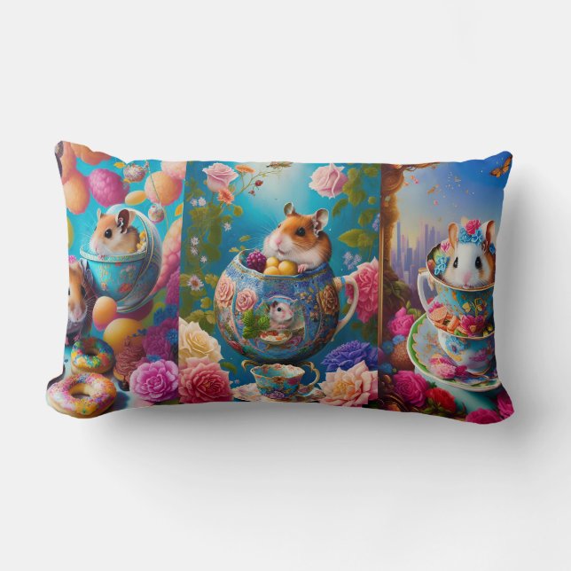 Almofada Lombar Fleec Personalizado do Partido do Chá de Hamsters  (Frente)