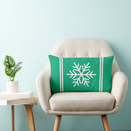 Almofada Lombar Floco de neve com faixas brancas verdes brilhantes