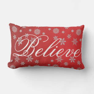 Almofada Lombar Floco de neve de Natal decorativo acredita no feri