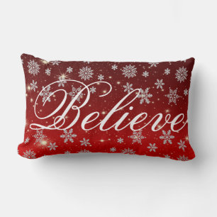 Almofada Lombar Floco de neve de Natal decorativo acredita no feri