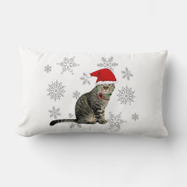 Almofada Lombar Floco de neve Meow Travesseiro de Natal, 2 Lados (Frente)