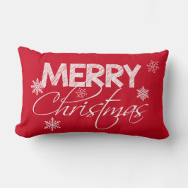 Almofada Lombar Flocos de neve vermelhos e brancos | Feliz Natal