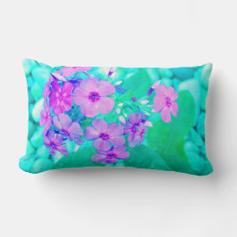 Almofada Lombar Flor bonito do Jardim Rosa no Aquamarine