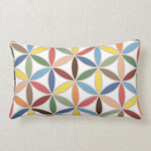 Almofada Lombar Flor do teste padrão grande da cor retro da vida