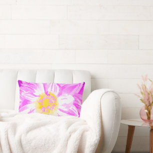 Almofada Lombar Flor Pintado Amarelo-Amarelo-Magenta Fuchsia Plum