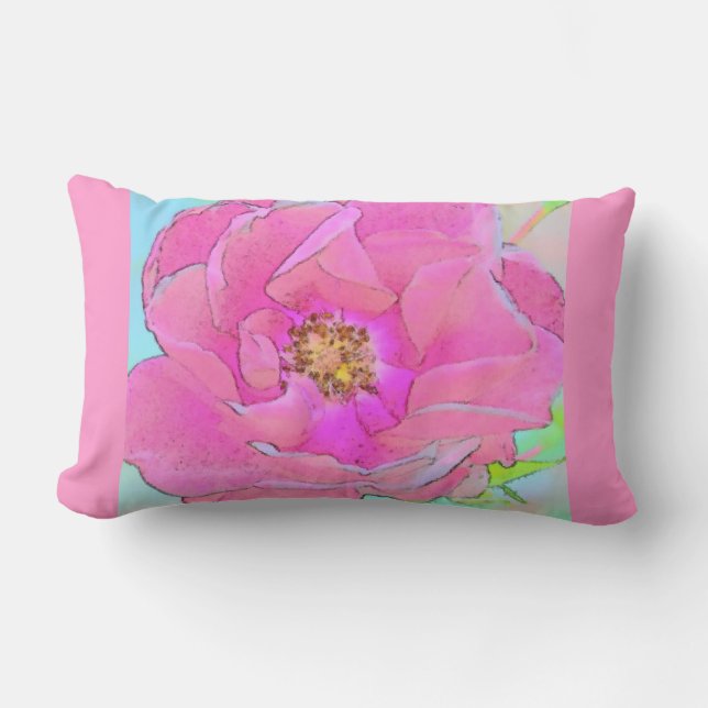 Almofada Lombar Flor rosa pastel (Frente)
