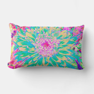 Almofada Lombar Flor Verde-Teto e Dahlia-Rosa Quente