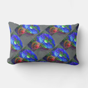 Almofada Lombar floral abstrato azul de abstrato de papoila