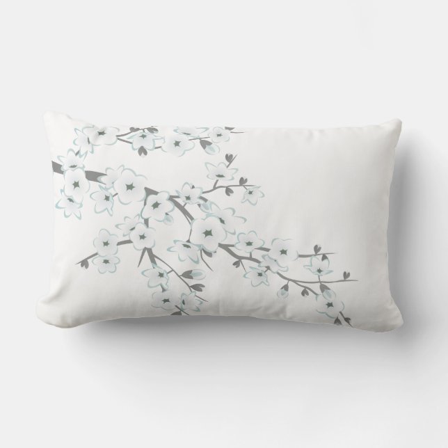 Almofada Lombar Floral Cherry Blossomas Brancos Escolher Fundo (Frente)