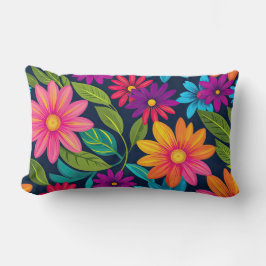 Almofada Lombar Floral Colorida Brilhante