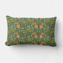 Almofada Lombar Floral pattern on a dark green background 