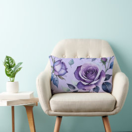 Almofada Lombar Floral Rosa púrpura e azul
