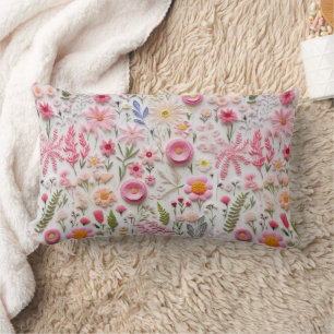 Almofada Lombar Flores 3D Rosa Elegantes Trendy Modern Chic