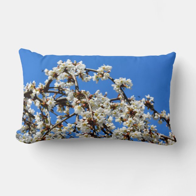 Almofada Lombar Flores brancas elegantes floridas (Frente)