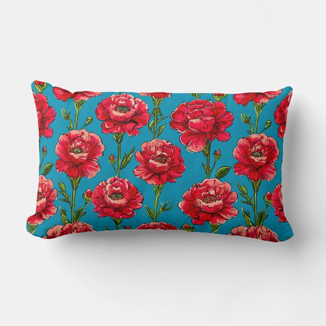 Almofada Lombar Flores de Cravo Decoração Botânica para Casa (Frente)