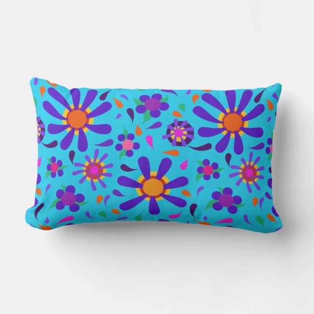 Almofada Lombar Flores de Estilo de Mod Roxo Grande (Frente)