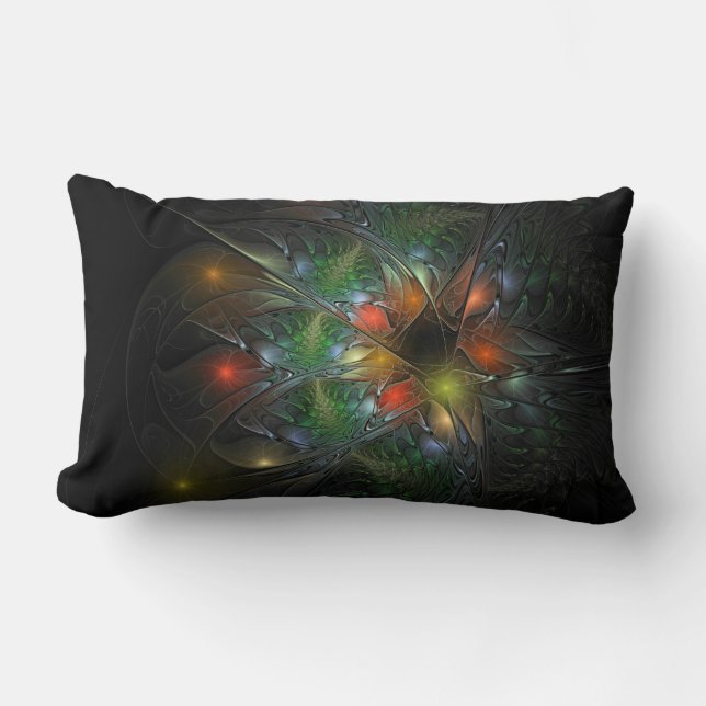 Almofada Lombar Flores de fantasia fractal suaves e tenra (Frente)