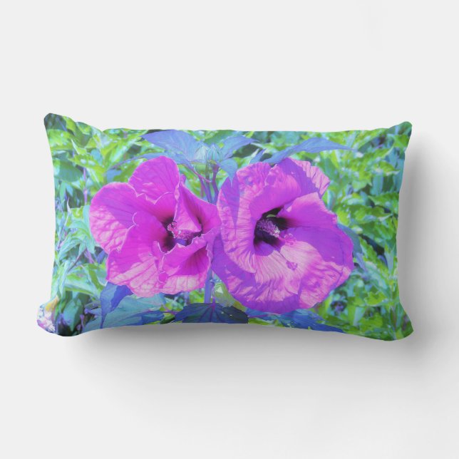 Almofada Lombar Flores de Hibisco Roxo-Roxo-Violeta (Frente)