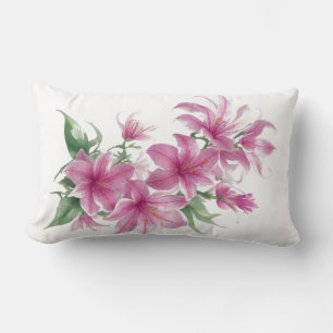 Almofada Lombar Flores de Lily Orientais Rosa