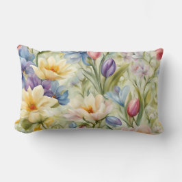 Almofada Lombar Flores de Mola de Pastel sofisticadas. Pintura
