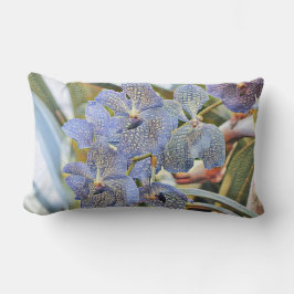 Almofada Lombar Flores de orquídea coloridas azul-lavandante