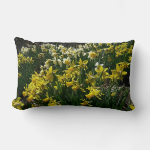 Almofada Lombar Flores de primavera de Daffodils Amarelos e Branco