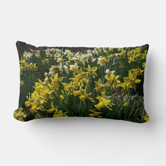 Almofada Lombar Flores de primavera de Daffodils Amarelos e Branco (Frente)