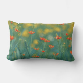 Almofada Lombar Flores De Verão (Campo Floral) (Flores Vermelhas)